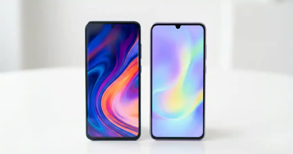Vivo T5 Pro ও V70 FE দুটি স্মার্টফোন পাশাপাশি রাখা