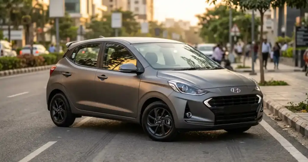 Hyundai Grand i10 Nios Vibe 2026 Titan Grey Matte রঙে ভারতীয় রাস্তায়