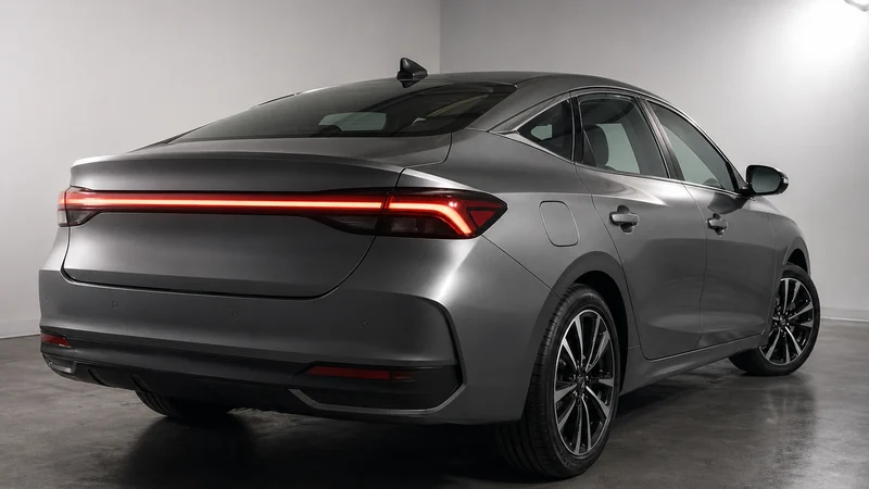 Hyundai Verna 2026 পেছনের ভিউ — ফুল-উইডথ কানেক্টেড LED টেইল-লাইট ও ডায়মন্ড-কাট অ্যালয় হুইল