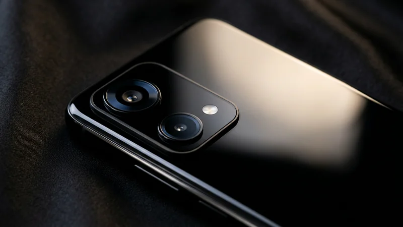 iQOO Neo 10-এর নতুন Obsidian Black ভ্যারিয়েন্ট ক্লোজ-আপ ম্যাক্রো — গ্লসি গ্লাস ব্যাক প্যানেল, রেক্টাঙ্গুলার ক্যামেরা আইল্যান্ডে দু-টি বড় গোল লেন্স ও LED ফ্ল্যাশ, কালো ক্রোম মেটাল ফ্রেম ও প্রিমিয়াম ফ্ল্যাগশিপ ফিনিশিং