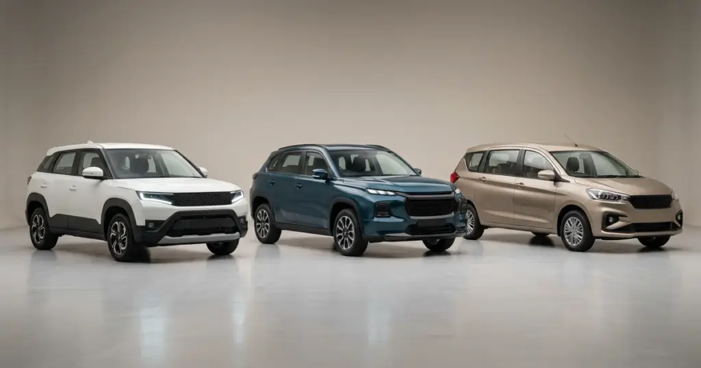 ২০২৬ সালে Maruti Suzuki একসঙ্গে আনছে তিনটি বড় আপগ্রেড — Brezza ফেসলিফট, Grand Vitara ফেসলিফট ও নতুন ৭ সিটার Ertiga ফেসলিফট, ভারতীয় মধ্যবিত্তের জন্য বাজেট থেকে প্রিমিয়াম পরিবার গাড়ি গাইড