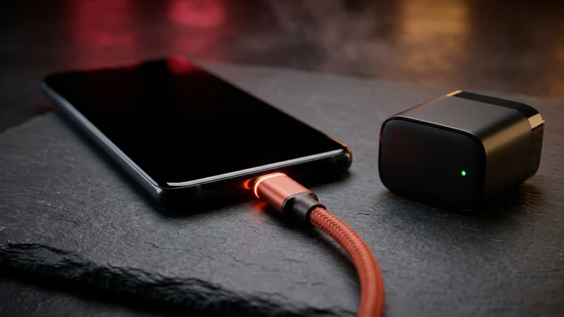 OnePlus Ace 6 Ultra ১২০W SuperVOOC ফাস্ট চার্জিং চলছে — কালো ফোন লাল ব্রেইডেড USB-C কেবল দিয়ে কানেক্টেড, GaN চার্জার ব্রিকে সবুজ LED ইন্ডিকেটর