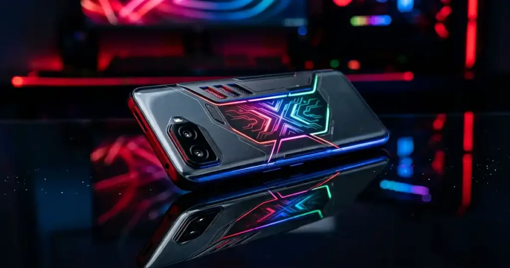 OPPO K15 Pro Plus গেমিং স্মার্টফোনের RGB লাইটিং সহ ব্যাক প্যানেল দেখা যাচ্ছে