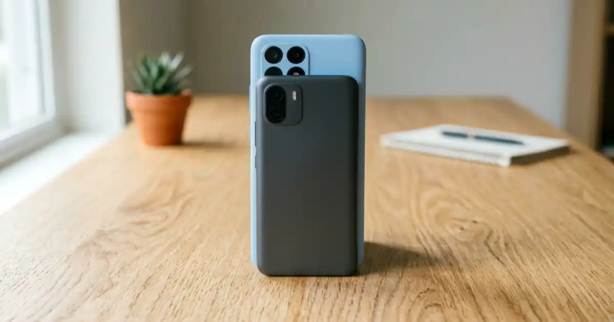 Redmi 15A 5G ও Realme P4 Lite 5G ফোনের পেছনের দিক তুলনা দেখা যাচ্ছে