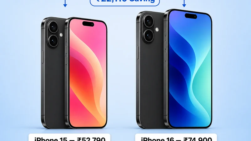 iPhone 15 ₹৫২,৭৯০ vs iPhone 16 ₹৭৪,৯০০ ভারতে দাম তুলনা — ₹২২,১১০ সাশ্রয়, একই ৪৮MP ক্যামেরা ও Dynamic Island