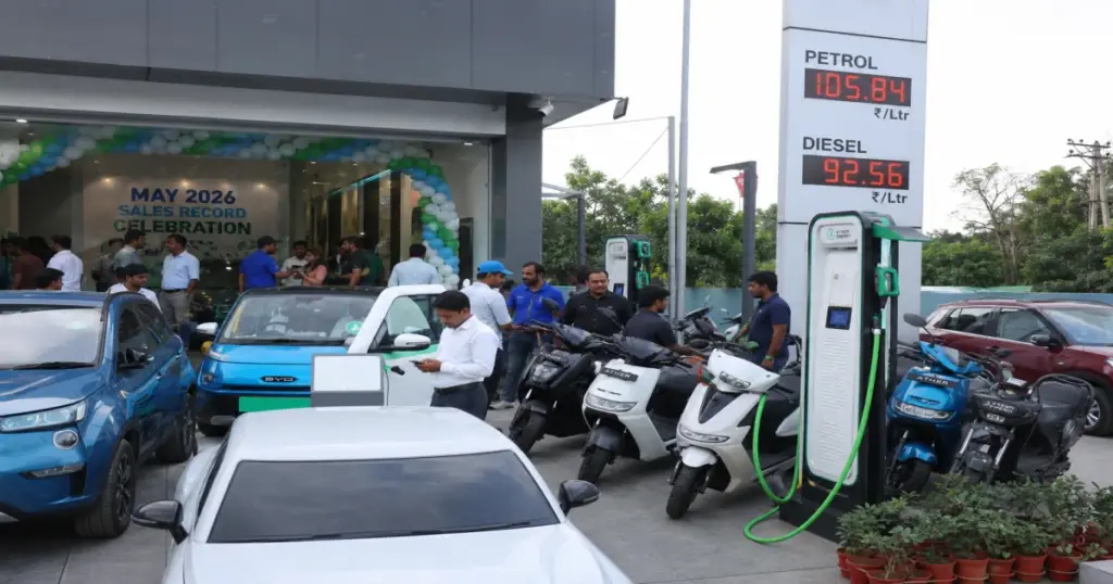 India EV sales record May 2026 petrol price hike electric vehicle demand